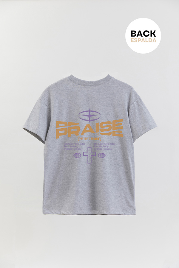 REMERA OVER ESTAMPADA UNISEX ESPALDA PRAISE THE LORD