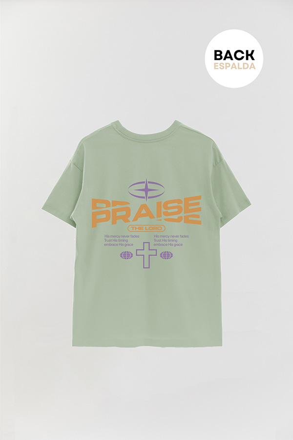 REMERA OVER ESTAMPADA UNISEX ESPALDA PRAISE THE LORD