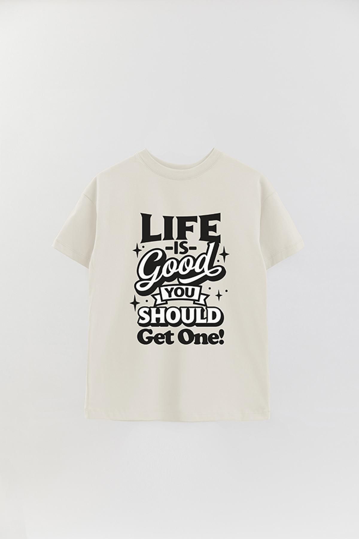REMERA OVER ESTAMPADA LV5 LIFE IS GOOD