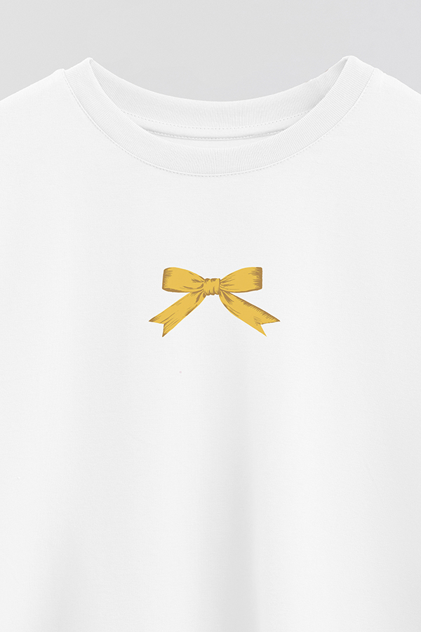 REMERA CROP ESTAMPADA LMN ORANGE RIBBON BOW