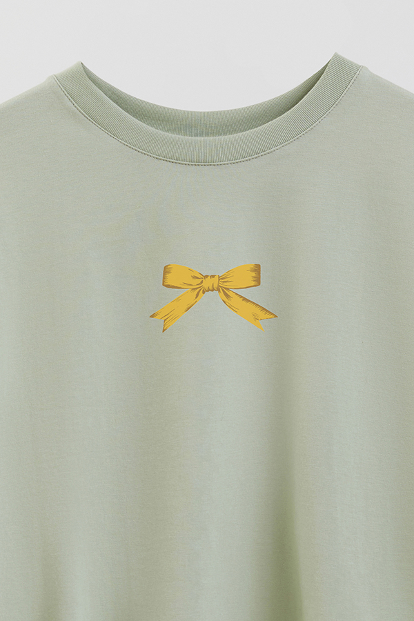 REMERA CROP ESTAMPADA LMN ORANGE RIBBON BOW