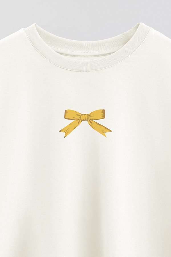 REMERA CROP ESTAMPADA LMN ORANGE RIBBON BOW