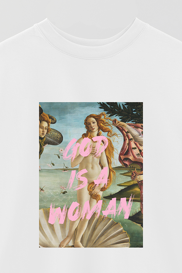 REMERA OVER ESTAMPADA ART COLLECTION 103 GOD IS A WOMAN