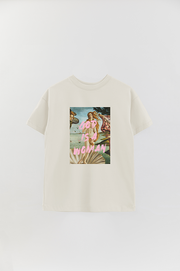 REMERA OVER ESTAMPADA ART COLLECTION 103 GOD IS A WOMAN