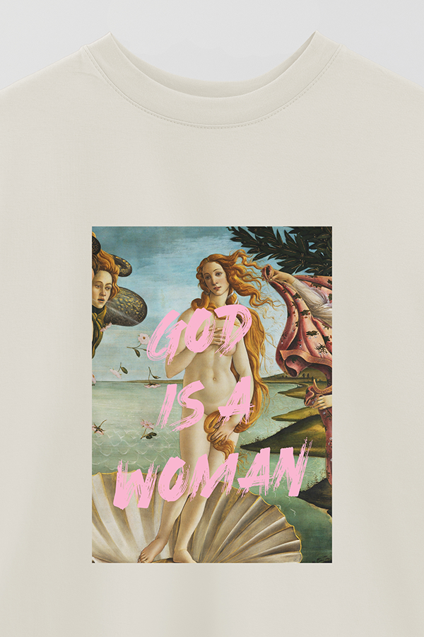 REMERA OVER ESTAMPADA ART COLLECTION 103 GOD IS A WOMAN