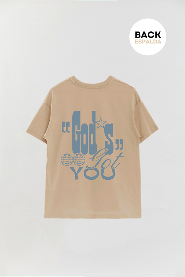 REMERA OVER ESTAMPADA UNISEX ESPALDA GODS GOT YOU