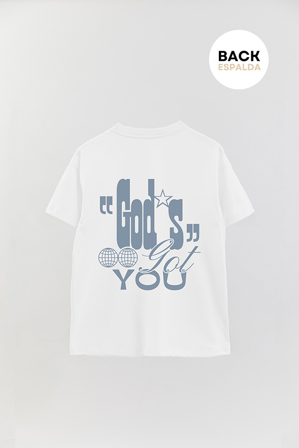 REMERA OVER ESTAMPADA UNISEX ESPALDA GODS GOT YOU