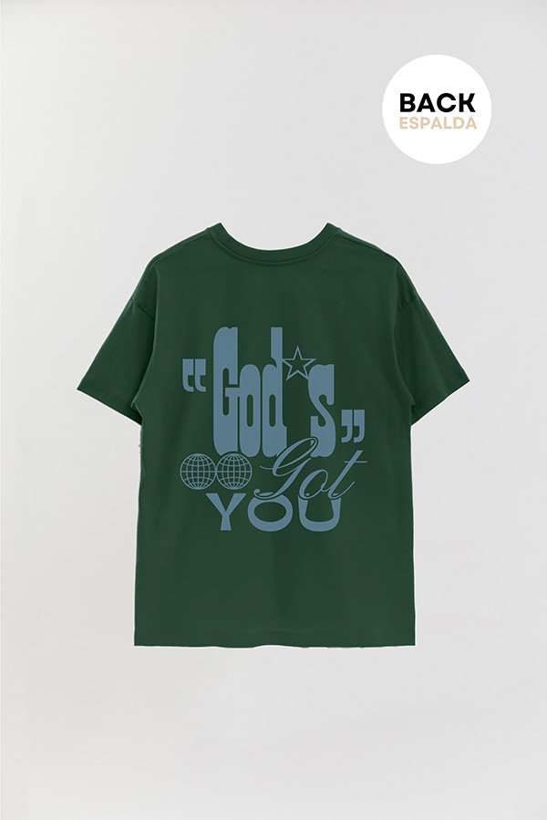 REMERA OVER ESTAMPADA UNISEX ESPALDA GODS GOT YOU
