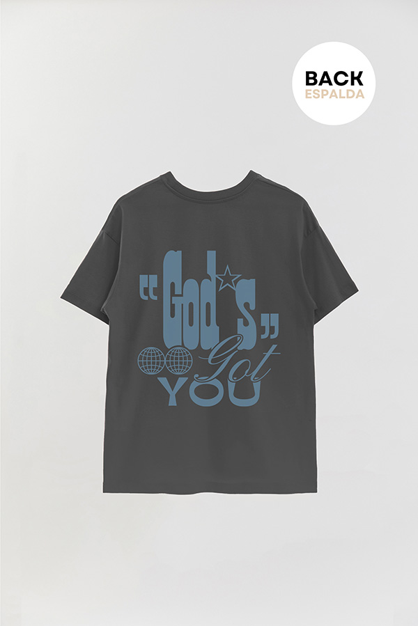 REMERA OVER ESTAMPADA UNISEX ESPALDA GODS GOT YOU