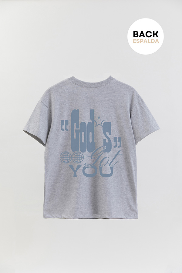 REMERA OVER ESTAMPADA UNISEX ESPALDA GODS GOT YOU