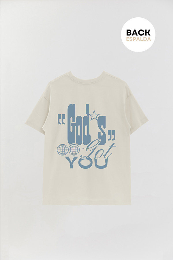 REMERA OVER ESTAMPADA UNISEX ESPALDA GODS GOT YOU