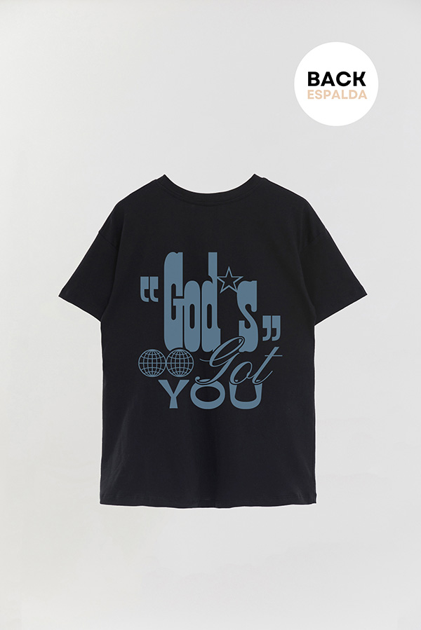 REMERA OVER ESTAMPADA UNISEX ESPALDA GODS GOT YOU
