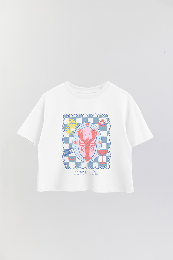 REMERA CROP ESTAMPADA LUNCH TIME