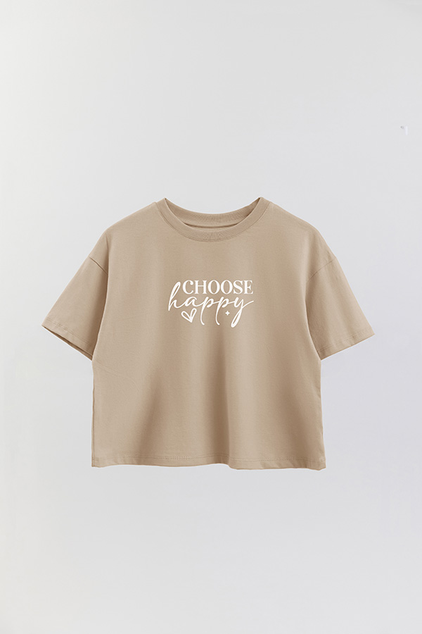REMERA CROP ESTAMPADA PNK CHOOSE HAPPY