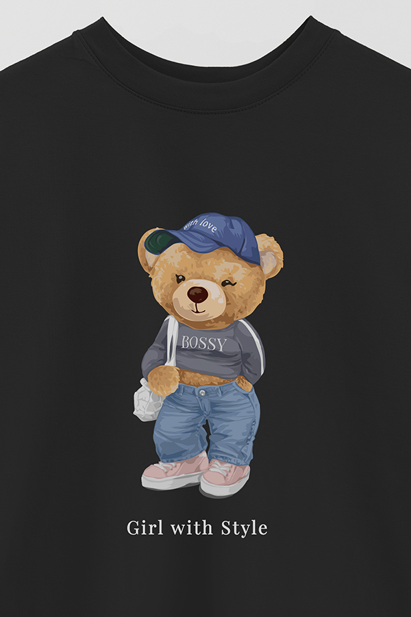 REMERA OVER ESTAMPADA UNISEX TEDDY GIRL WITH STYLE