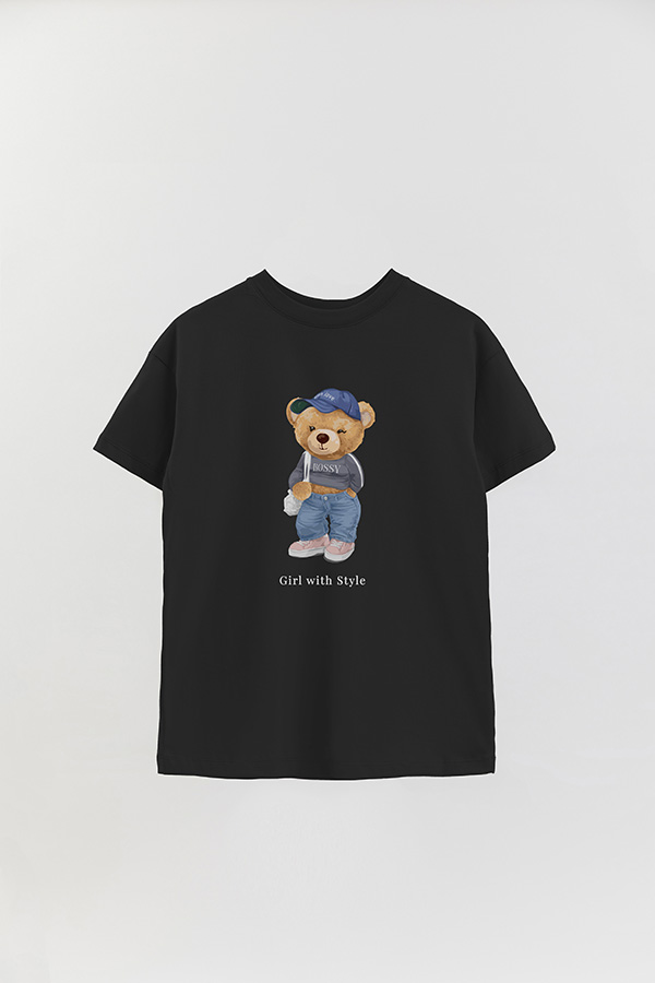 REMERA OVER ESTAMPADA UNISEX TEDDY GIRL WITH STYLE