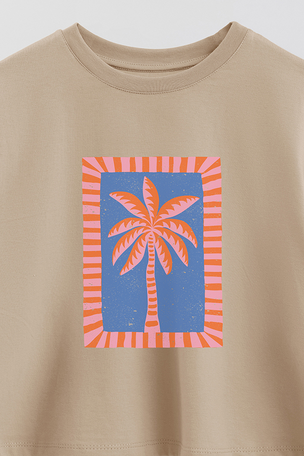 REMERA CROP ESTAMPADA SUMMER PALM