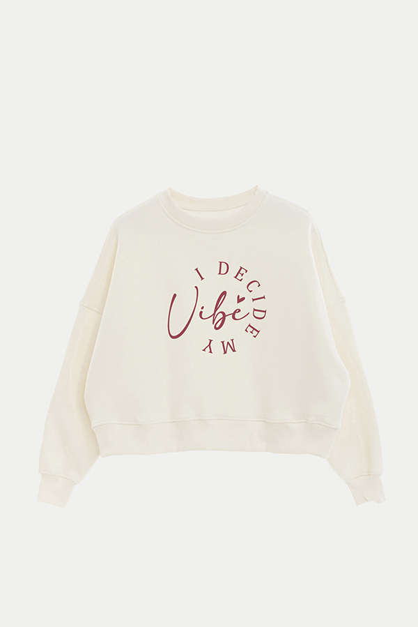BUZO CROP FRISA ESTAMPADO MINIMAL LOVE VIBE