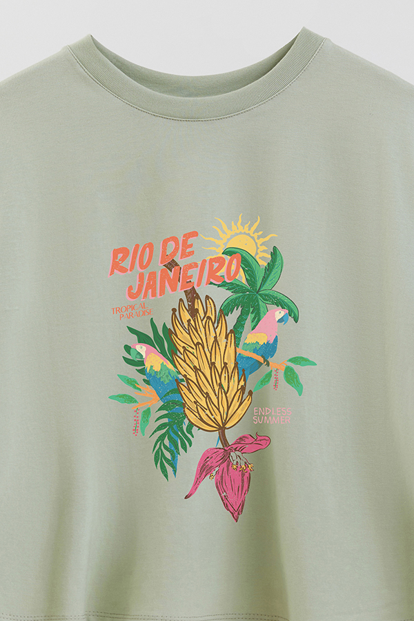 REMERA CROP ESTAMPADA RIO DE JANEIRO BANANA