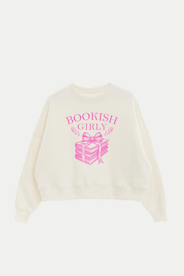BUZO CROP ESTAMPADO COQUETTE BOOKISH GIRL