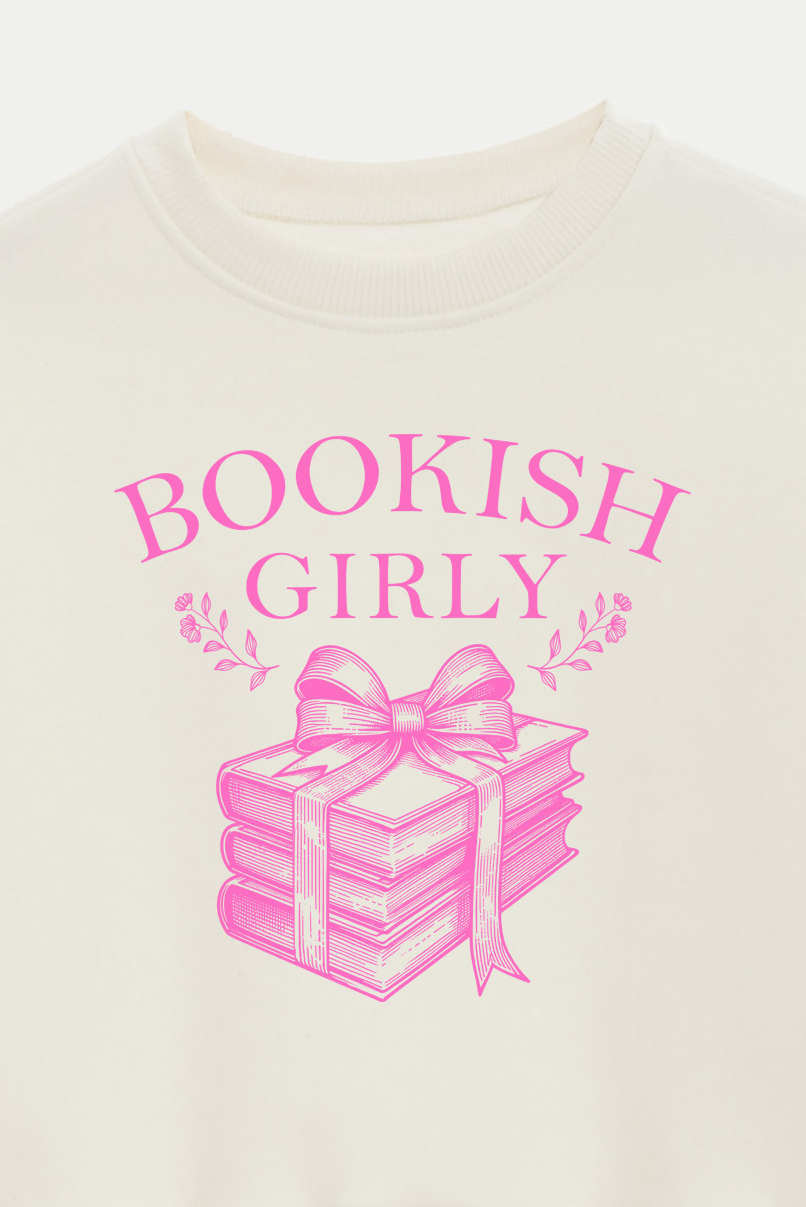 BUZO CROP ESTAMPADO COQUETTE BOOKISH GIRL