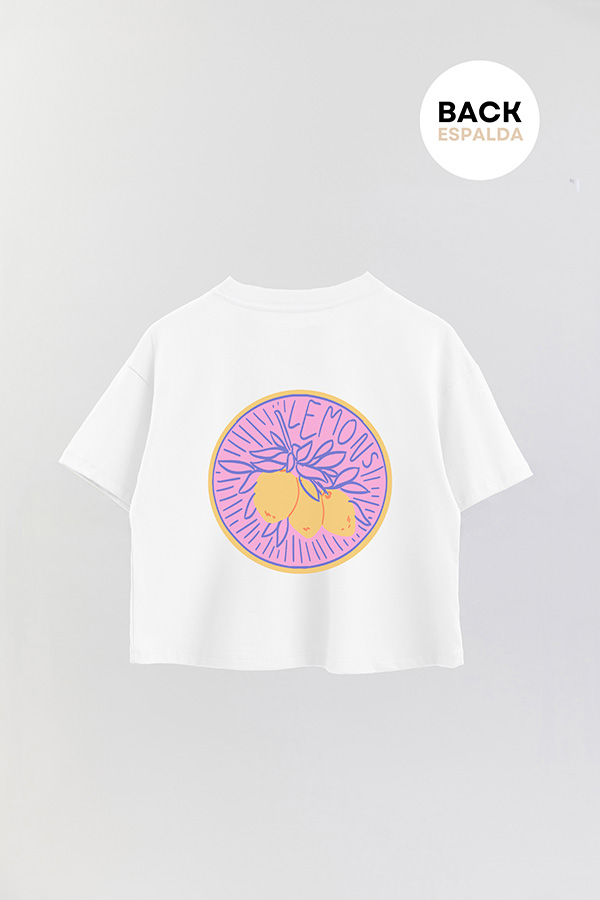 REMERA CROP FB ESTAMPADA LEMONS STICKER