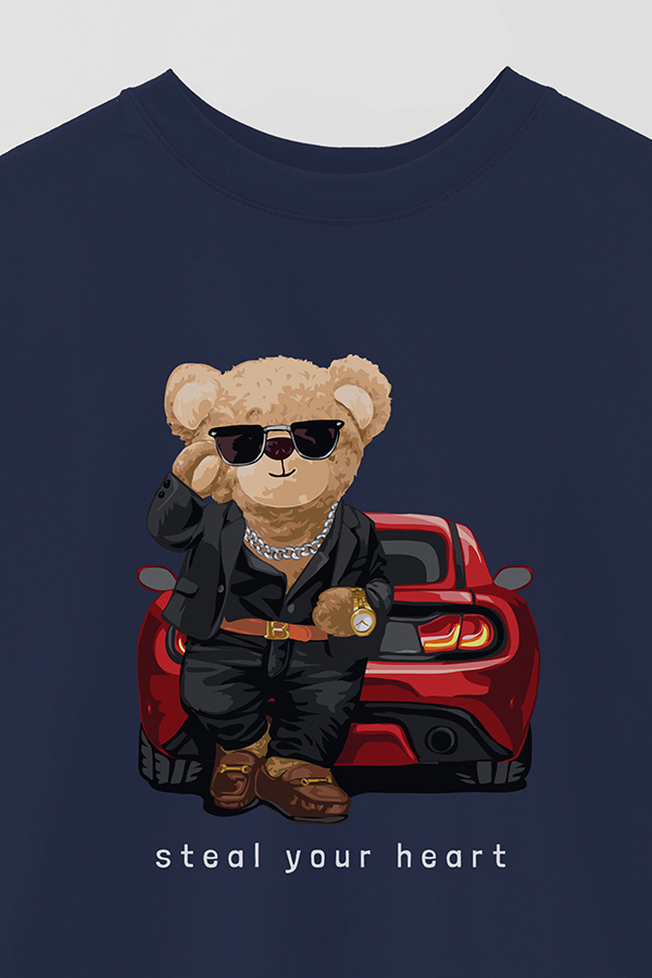 REMERA OVER ESTAMPADA UNISEX TEDDY STEAL YOUR HEART
