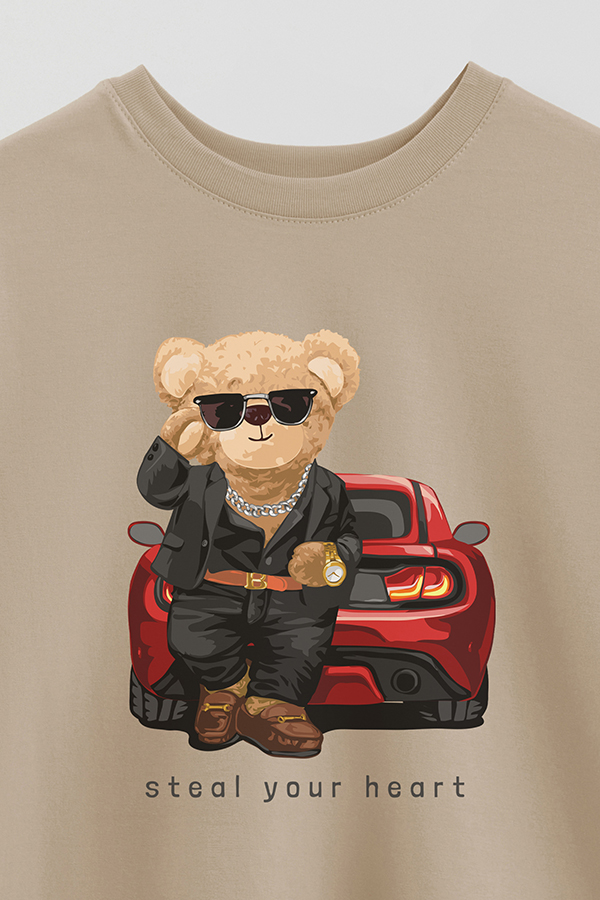 REMERA OVER ESTAMPADA UNISEX TEDDY STEAL YOUR HEART