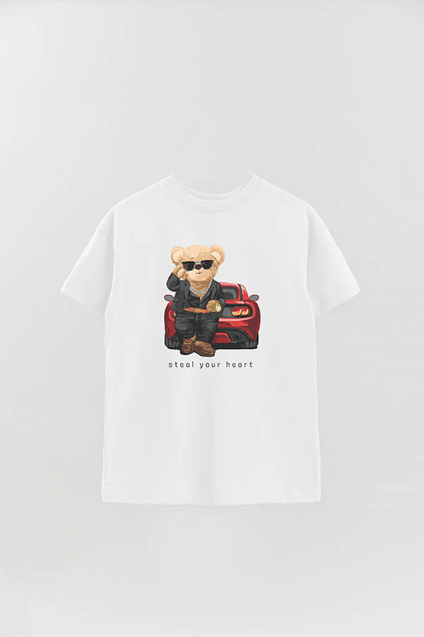 REMERA OVER ESTAMPADA UNISEX TEDDY STEAL YOUR HEART