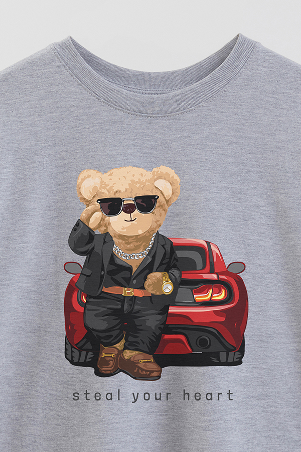 REMERA OVER ESTAMPADA UNISEX TEDDY STEAL YOUR HEART