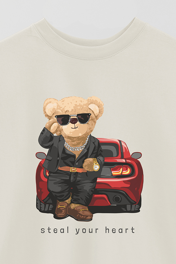 REMERA OVER ESTAMPADA UNISEX TEDDY STEAL YOUR HEART