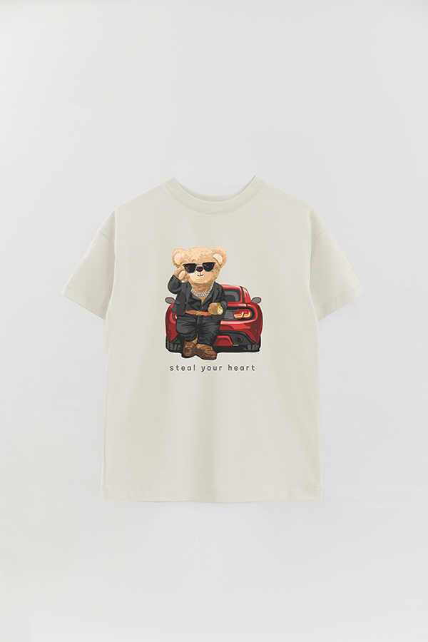 REMERA OVER ESTAMPADA UNISEX TEDDY STEAL YOUR HEART