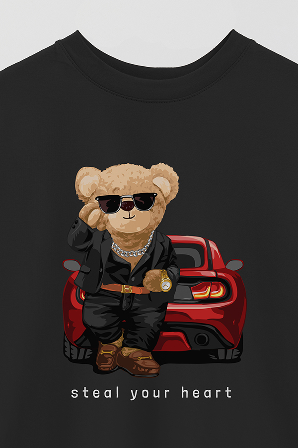 REMERA OVER ESTAMPADA UNISEX TEDDY STEAL YOUR HEART