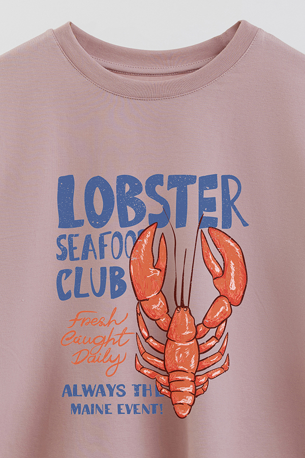 REMERA CROP ESTAMPADA SF LOBSTER SEAFOOD