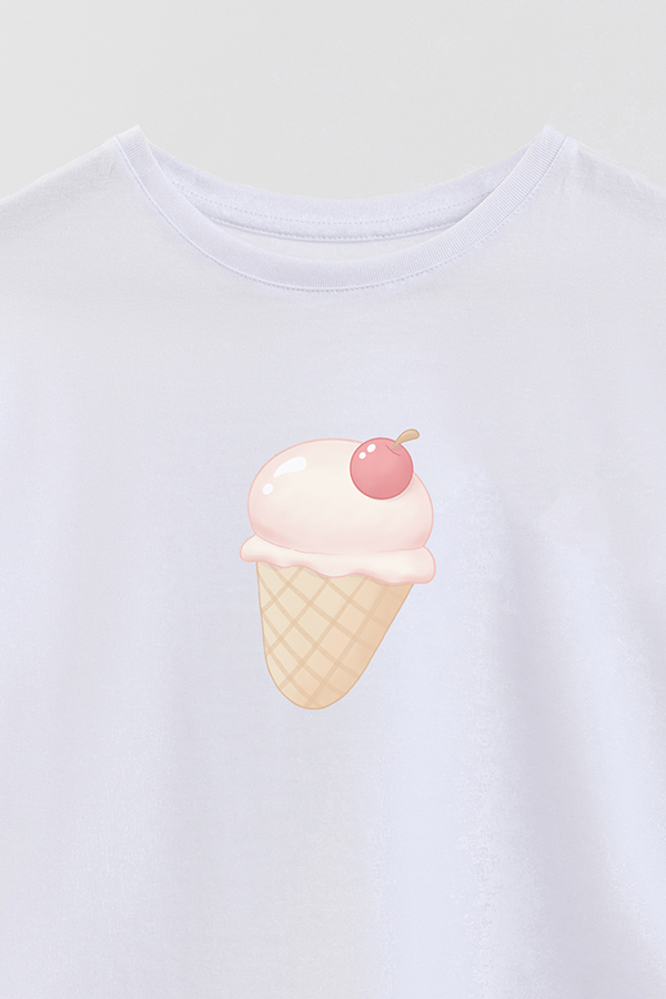 REMERA GIRL OVER SUMMER CAT ICE CREAM