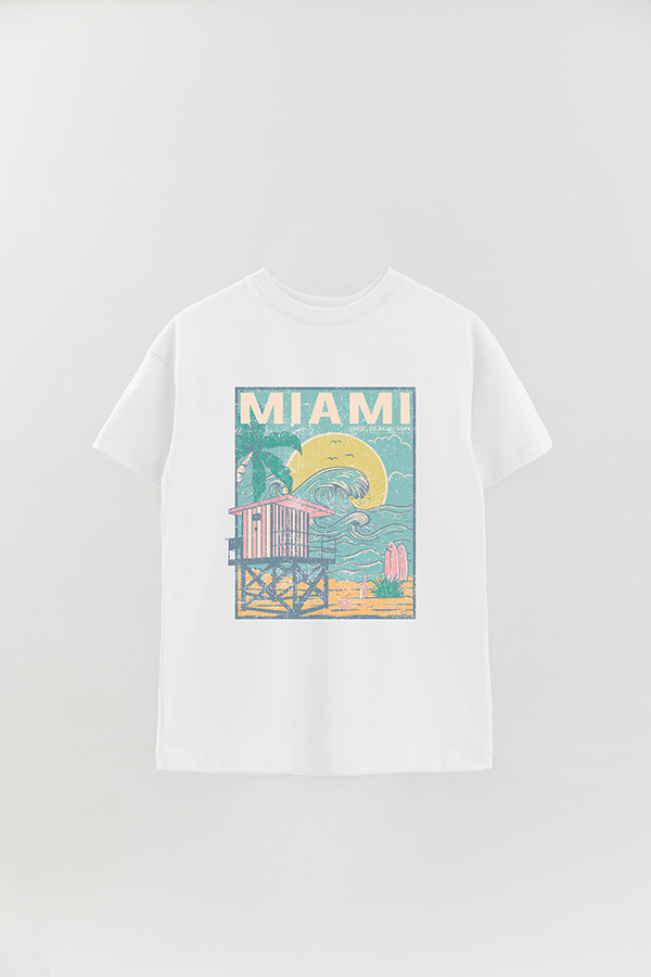 REMERA OVER ESTAMPADA MIAMI SURF BEACH