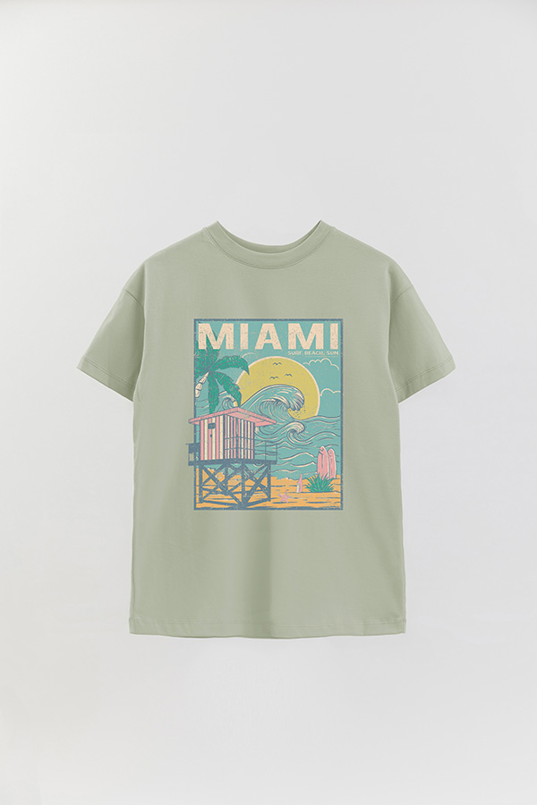 REMERA OVER ESTAMPADA MIAMI SURF BEACH