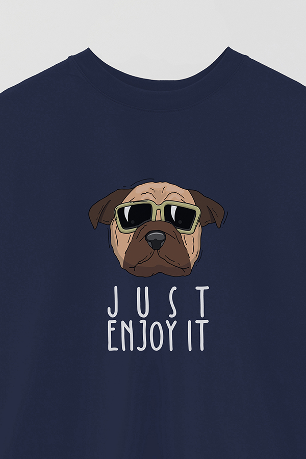 REMERA OVER ESTAMPADA DOG JUST ENJOY IT