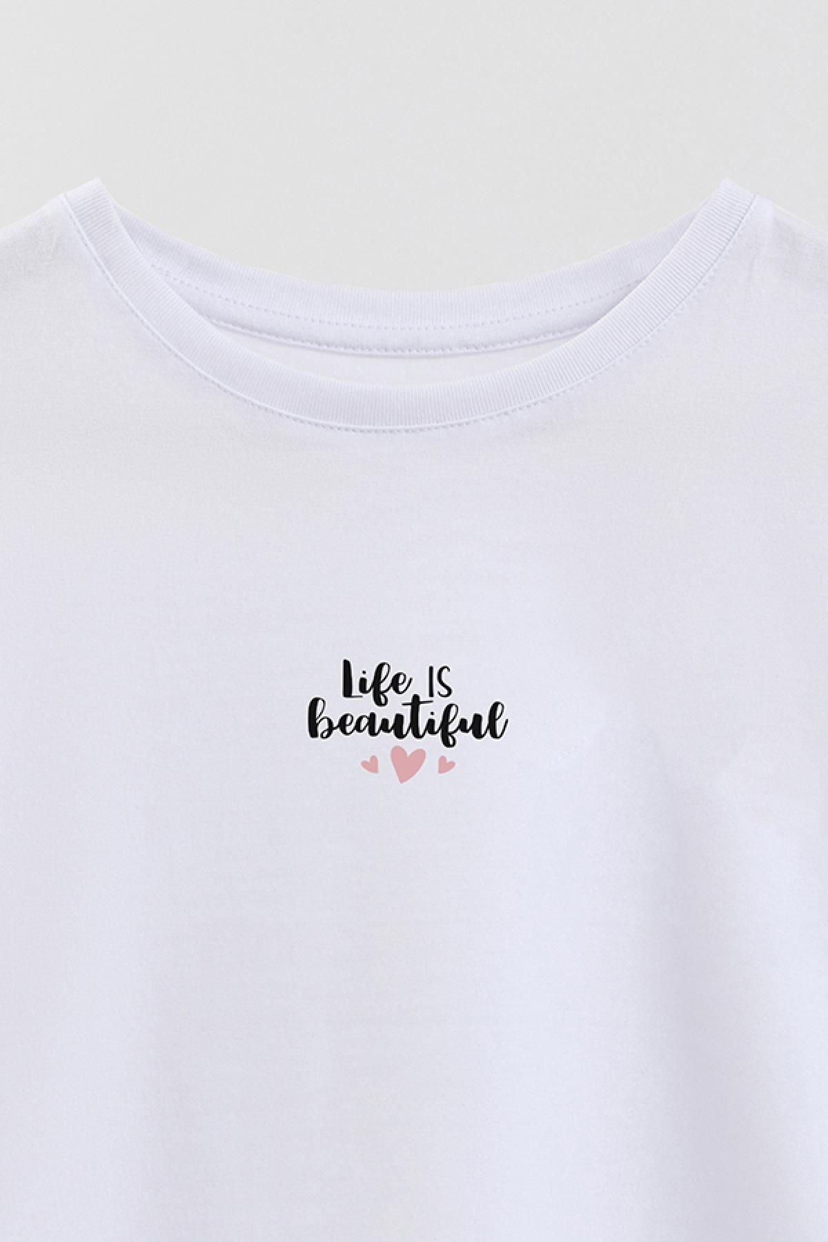 REMERA GIRL OVER MIN LIFE IS BEAUTIFUL