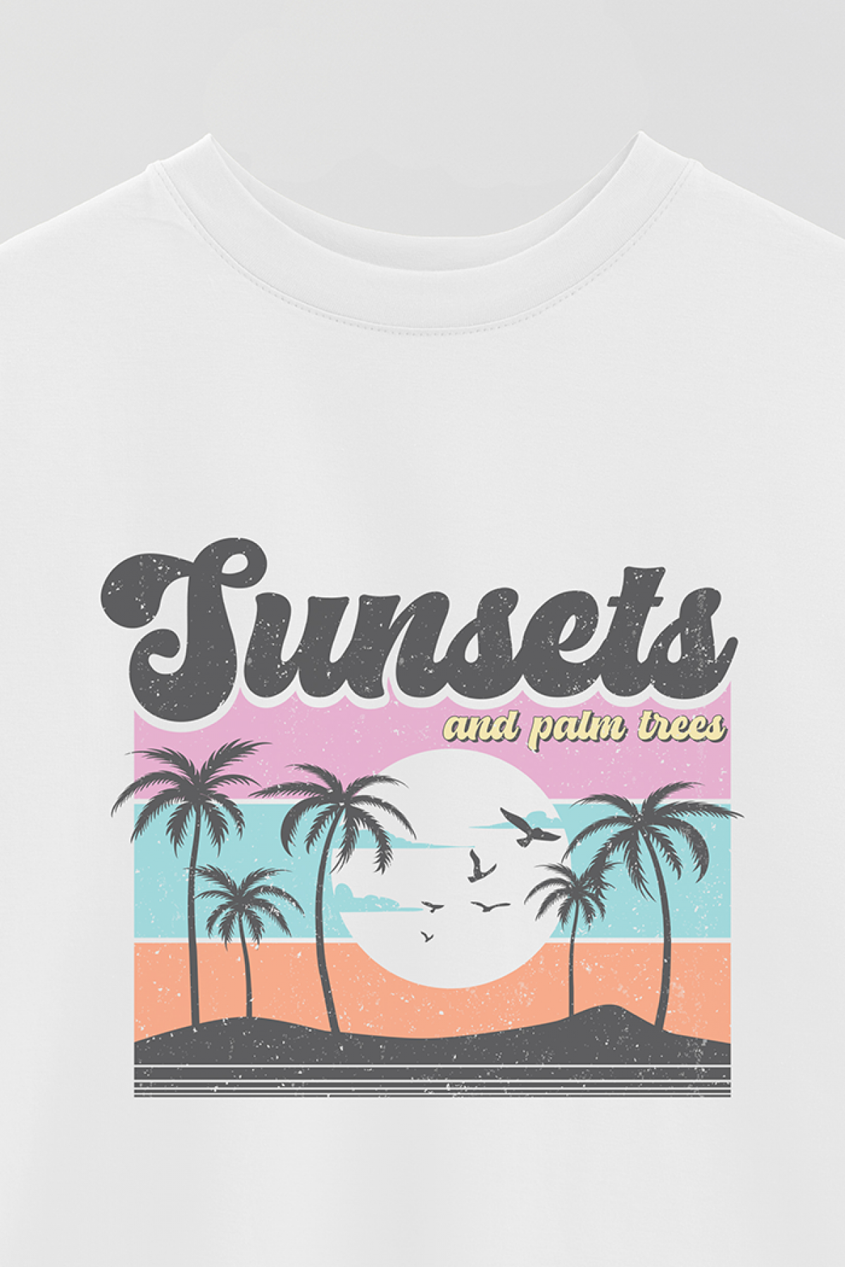 REMERA OVER ESTAMPADA SM2 SUNSET AND PALM TREES