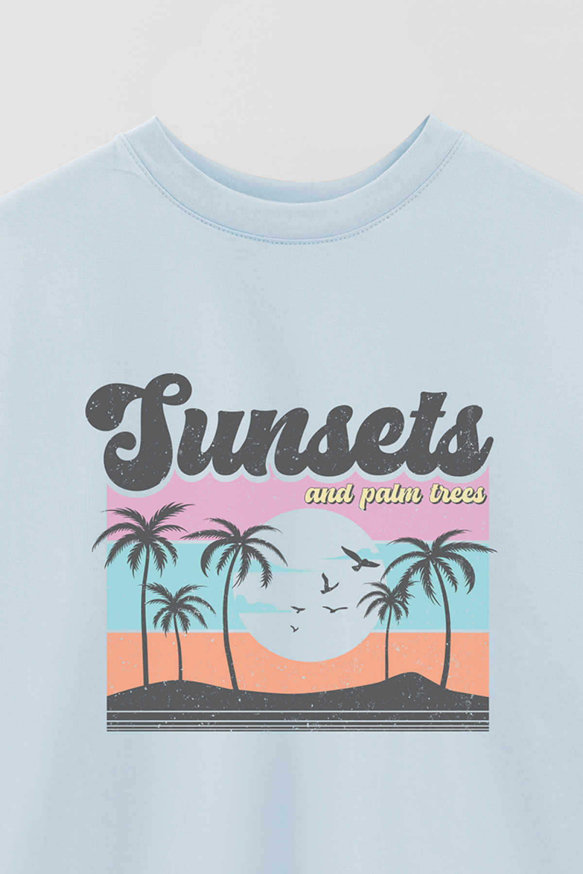 REMERA OVER ESTAMPADA SM2 SUNSET AND PALM TREES