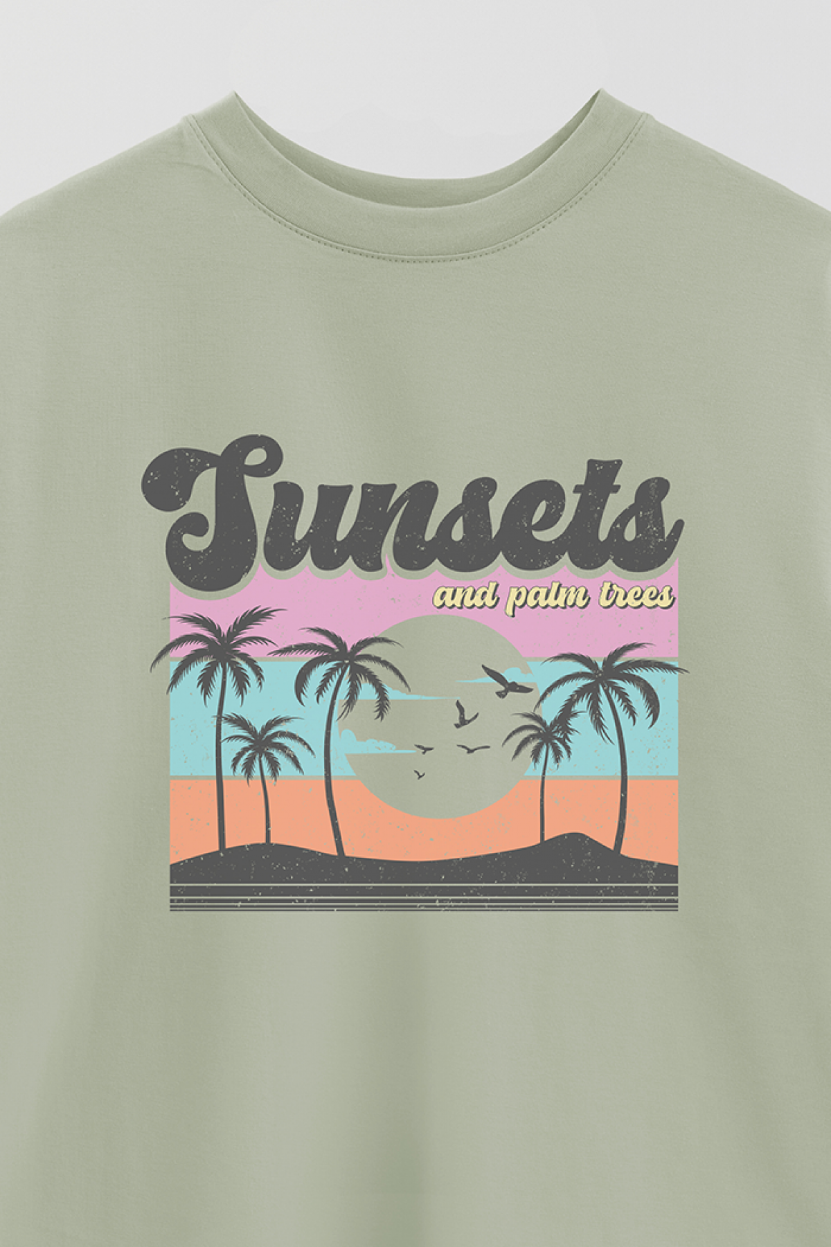 REMERA OVER ESTAMPADA SM2 SUNSET AND PALM TREES