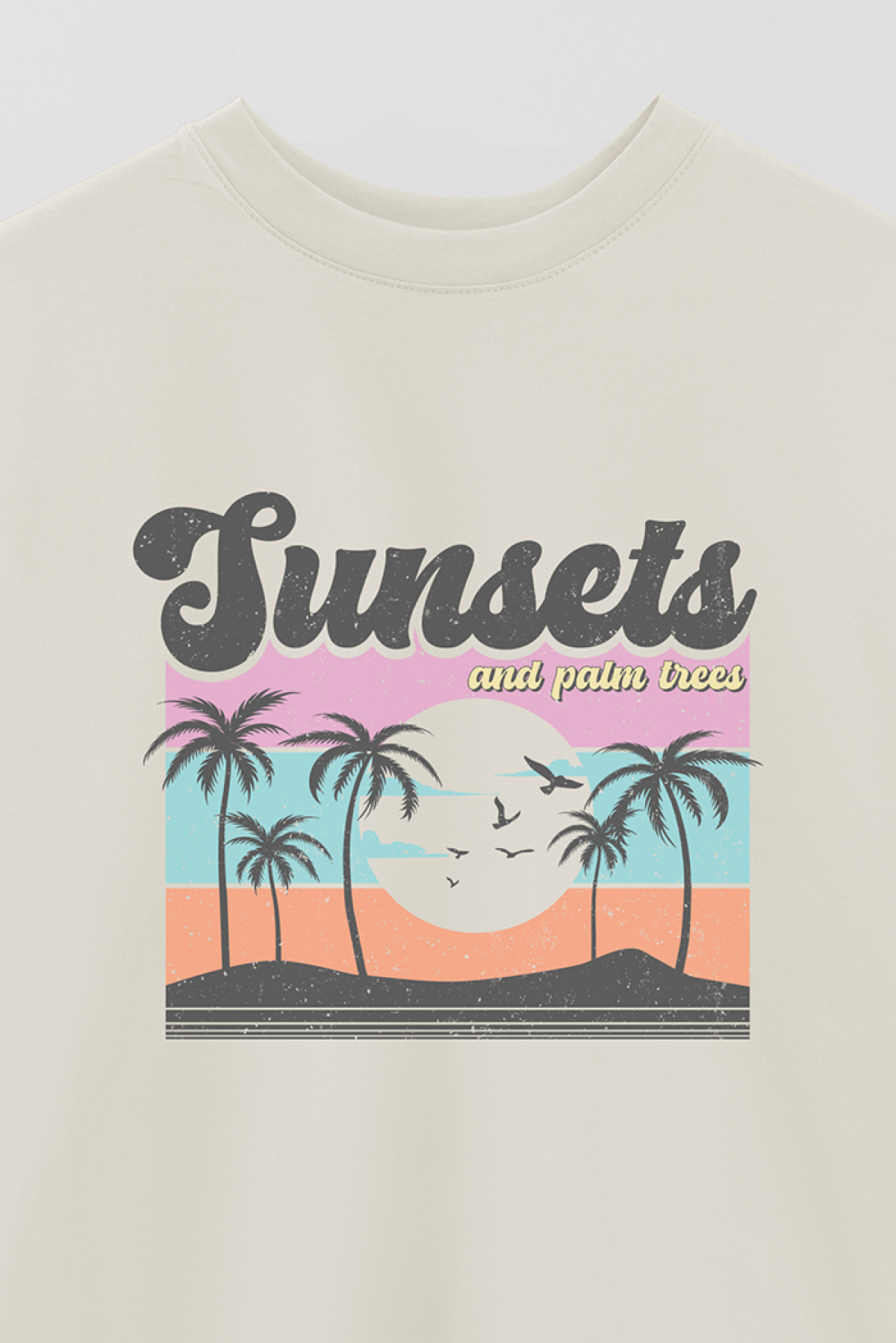 REMERA OVER ESTAMPADA SM2 SUNSET AND PALM TREES