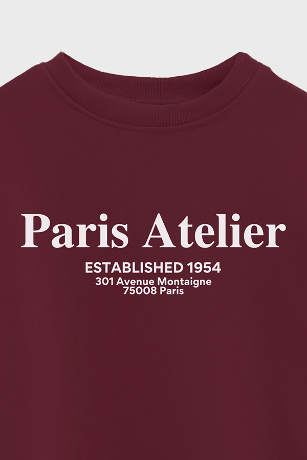 BUZO CROP ESTAMPADO VARSITY PARIS ATELIER