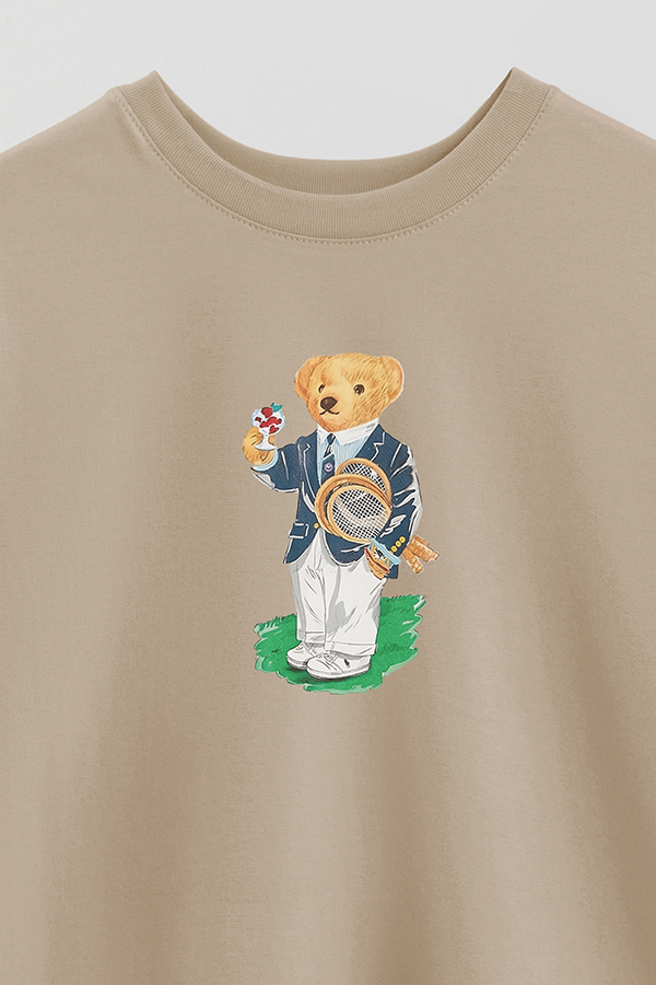 REMERA OVER ESTAMPADA UNISEX BEAR TENNIS 1