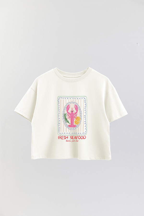 REMERA CROP ESTAMPADA SF FRESH SEAFOOD