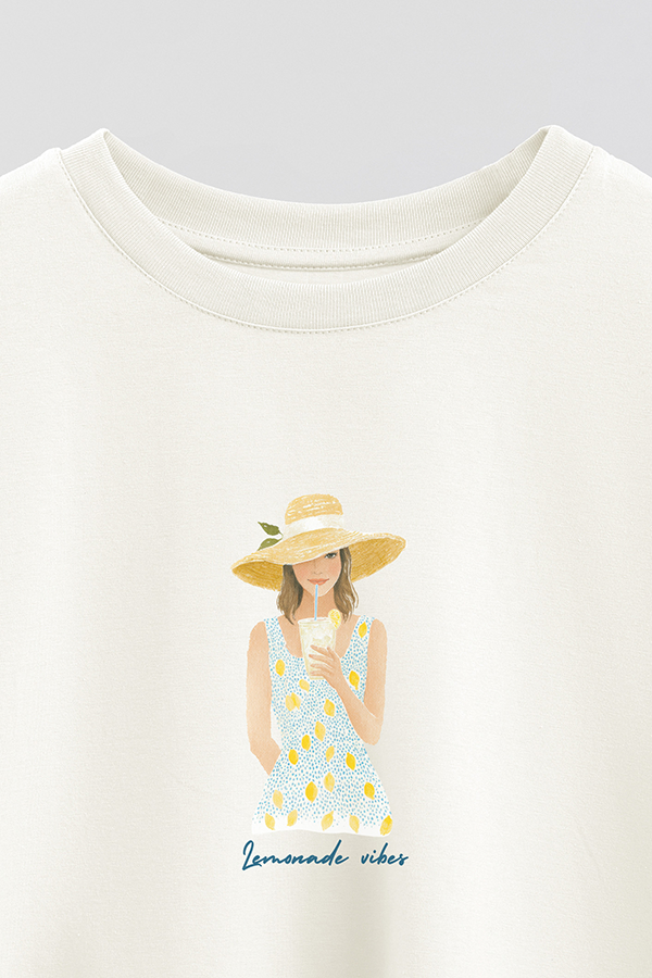 REMERA CROP ESTAMPADA COASTAL LEMONADE VIBES