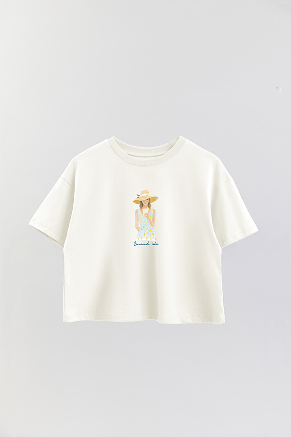REMERA CROP ESTAMPADA COASTAL LEMONADE VIBES