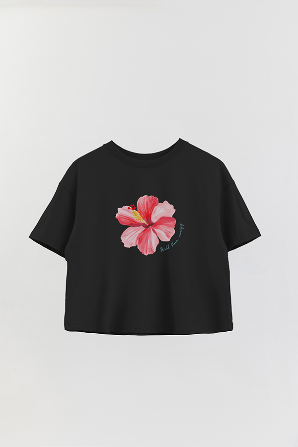 REMERA CROP ESTAMPADA COASTAL TROPICAL WATERCOLOR WILD BLOOM