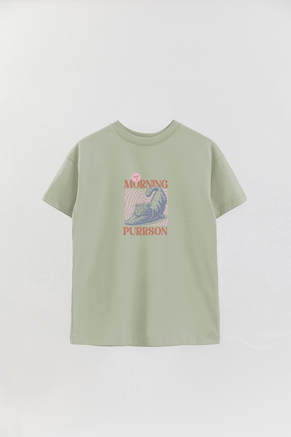 REMERA OVER ESTAMPADA CAT ASLEEP